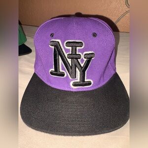 Kids Purple and Black NY Logo Snapback Hat